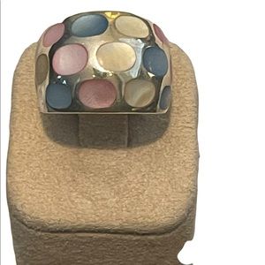 Colorful dyed pearl Sterling silver 925 chunky dome ring